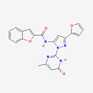 N-(3-(furan-2-yl)-1-(4-methyl-6-oxo-1,6-dihydropyrimidin-2-yl)-1H-pyrazol-5-yl)benzofuran-2-carboxamide