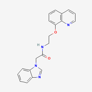 molecular formula C20H18N4O2 B2702050 2-(1H-benzo[d]imidazol-1-yl)-N-(2-(quinolin-8-yloxy)ethyl)acetamide CAS No. 1207034-59-0