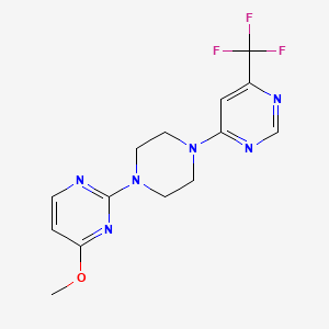 molecular formula C14H15F3N6O B2702060 4-甲氧基-2-{4-[6-(三氟甲基)嘧啶-4-基]哌嗪-1-基}嘧啶 CAS No. 2034466-65-2