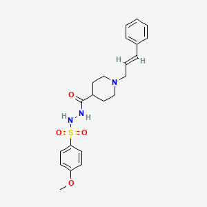 molecular formula C22H27N3O4S B2702067 N'-(4-methoxyphenyl)sulfonyl-1-[(E)-3-phenylprop-2-enyl]piperidine-4-carbohydrazide CAS No. 478078-67-0