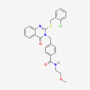 4-((2-((2-chlorobenzyl)thio)-4-oxoquinazolin-3(4H)-yl)methyl)-N-(2-methoxyethyl)benzamide