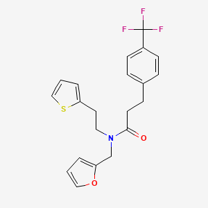 molecular formula C21H20F3NO2S B2702080 N-(furan-2-ylmethyl)-N-(2-(thiophen-2-yl)ethyl)-3-(4-(trifluoromethyl)phenyl)propanamide CAS No. 1797318-14-9