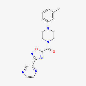 molecular formula C18H18N6O2 B2702086 (3-(Pyrazin-2-yl)-1,2,4-oxadiazol-5-yl)(4-(m-tolyl)piperazin-1-yl)methanone CAS No. 1235392-13-8