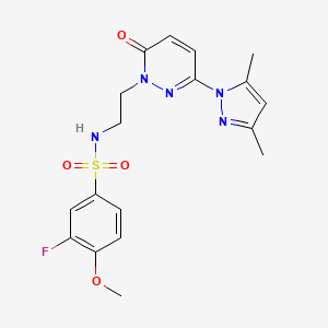 molecular formula C18H20FN5O4S B2702089 N-(2-(3-(3,5-dimethyl-1H-pyrazol-1-yl)-6-oxopyridazin-1(6H)-yl)ethyl)-3-fluoro-4-methoxybenzenesulfonamide CAS No. 1351607-90-3