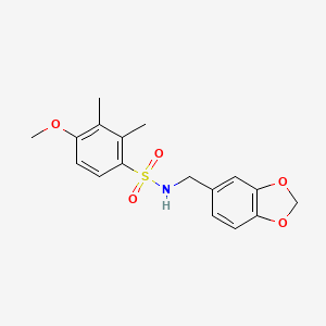 molecular formula C17H19NO5S B2702090 N-(1,3-benzodioxol-5-ylmethyl)-4-methoxy-2,3-dimethylbenzenesulfonamide CAS No. 691380-70-8