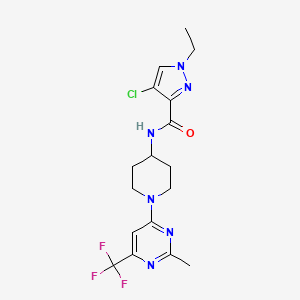 molecular formula C17H20ClF3N6O B2702091 4-chloro-1-ethyl-N-(1-(2-methyl-6-(trifluoromethyl)pyrimidin-4-yl)piperidin-4-yl)-1H-pyrazole-3-carboxamide CAS No. 2034260-43-8