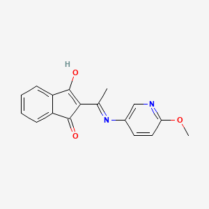 molecular formula C17H14N2O3 B2702099 2-{1-[(6-methoxy-3-pyridinyl)amino]ethylidene}-1H-indene-1,3(2H)-dione CAS No. 946387-09-3
