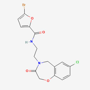 molecular formula C16H14BrClN2O4 B2702104 5-溴-N-(2-(7-氯-3-氧代-2,3-二氢苯并[f][1,4]噁唑-4(5H)-基)乙基)呋喃-2-羧酰胺 CAS No. 2034503-90-5