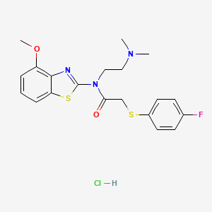 molecular formula C20H23ClFN3O2S2 B2702105 N-(2-(dimethylamino)ethyl)-2-((4-fluorophenyl)thio)-N-(4-methoxybenzo[d]thiazol-2-yl)acetamide hydrochloride CAS No. 1215759-76-4