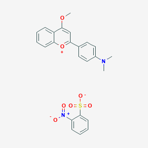 molecular formula C24H22N2O7S B2702106 2-(4-(Dimethylamino)phenyl)-4-methoxychromenylium 2-nitrobenzenesulfonate CAS No. 301197-02-4