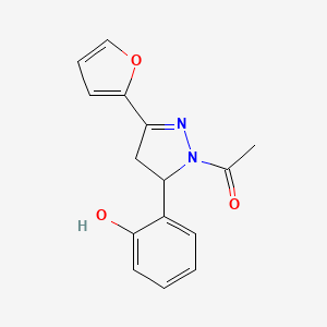 molecular formula C15H14N2O3 B2702112 1-(3-(furan-2-yl)-5-(2-hydroxyphenyl)-4,5-dihydro-1H-pyrazol-1-yl)ethanone CAS No. 500015-35-0
