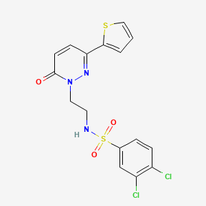 molecular formula C16H13Cl2N3O3S2 B2702113 3,4-dichloro-N-(2-(6-oxo-3-(thiophen-2-yl)pyridazin-1(6H)-yl)ethyl)benzenesulfonamide CAS No. 946239-91-4