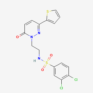 molecular formula C16H13Cl2N3O3S2 B2702113 3,4-二氯-N-(2-(6-氧代-3-(噻吩-2-基)吡啶并噻嗪-1(6H)-基)乙基)苯磺酰胺 CAS No. 946239-91-4