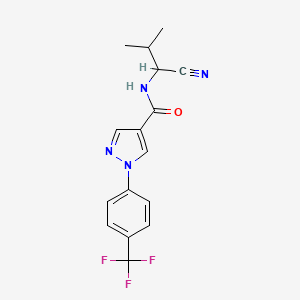 molecular formula C16H15F3N4O B2702117 N-(1-Cyano-2-methylpropyl)-1-[4-(trifluoromethyl)phenyl]pyrazole-4-carboxamide CAS No. 2418706-98-4