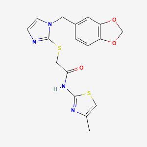 2-((1-(benzo[d][1,3]dioxol-5-ylmethyl)-1H-imidazol-2-yl)thio)-N-(4-methylthiazol-2-yl)acetamide