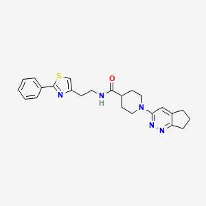 molecular formula C24H27N5OS B2702121 1-{5H,6H,7H-环戊[c]吡啶并[3-yl]-N-[2-(2-苯基-1,3-噻唑-4-基)乙基]哌啶-4-甲酰胺 CAS No. 2097921-85-0