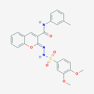 molecular formula C25H23N3O6S B2702139 (2Z)-2-[(3,4-dimethoxyphenyl)sulfonylhydrazinylidene]-N-(3-methylphenyl)chromene-3-carboxamide CAS No. 866346-95-4