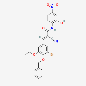 molecular formula C25H20BrN3O6 B2702141 (E)-3-(3-bromo-5-ethoxy-4-phenylmethoxyphenyl)-2-cyano-N-(2-hydroxy-4-nitrophenyl)prop-2-enamide CAS No. 380478-04-6