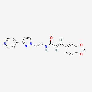 (E)-3-(benzo[d][1,3]dioxol-5-yl)-N-(2-(3-(pyridin-4-yl)-1H-pyrazol-1-yl)ethyl)acrylamide