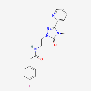 molecular formula C18H18FN5O2 B2702164 2-(4-fluorophenyl)-N-(2-(4-methyl-5-oxo-3-(pyridin-2-yl)-4,5-dihydro-1H-1,2,4-triazol-1-yl)ethyl)acetamide CAS No. 1210390-90-1