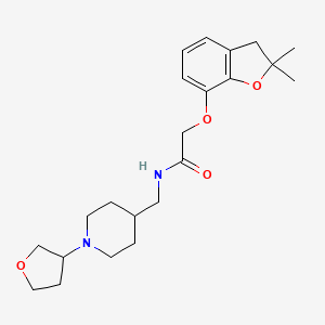 molecular formula C22H32N2O4 B2702169 2-((2,2-dimethyl-2,3-dihydrobenzofuran-7-yl)oxy)-N-((1-(tetrahydrofuran-3-yl)piperidin-4-yl)methyl)acetamide CAS No. 2034419-93-5