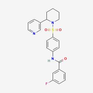 3-fluoro-N-(4-((2-(pyridin-3-yl)piperidin-1-yl)sulfonyl)phenyl)benzamide