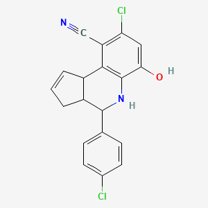 8-Chloro-4-(4-chlorophenyl)-6-hydroxy-3a,4,5,9b-tetrahydro-3H-cyclopenta[c]quinoline-9-carbonitrile