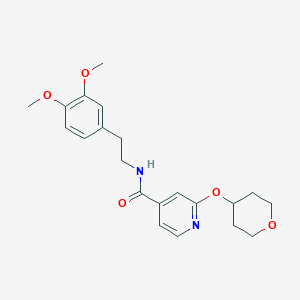 molecular formula C21H26N2O5 B2702186 N-(3,4-dimethoxyphenethyl)-2-((tetrahydro-2H-pyran-4-yl)oxy)isonicotinamide CAS No. 2034621-59-3