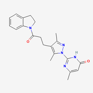 2-(4-(3-(indolin-1-yl)-3-oxopropyl)-3,5-dimethyl-1H-pyrazol-1-yl)-6-methylpyrimidin-4(3H)-one