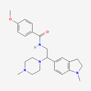 molecular formula C24H32N4O2 B2702201 4-methoxy-N-(2-(1-methylindolin-5-yl)-2-(4-methylpiperazin-1-yl)ethyl)benzamide CAS No. 922034-52-4