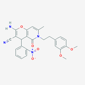 2-amino-6-(3,4-dimethoxyphenethyl)-7-methyl-4-(2-nitrophenyl)-5-oxo-5,6-dihydro-4H-pyrano[3,2-c]pyridine-3-carbonitrile