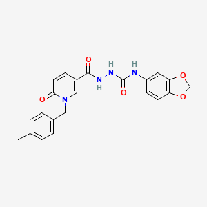 molecular formula C22H20N4O5 B2702209 N-(benzo[d][1,3]dioxol-5-yl)-2-(1-(4-methylbenzyl)-6-oxo-1,6-dihydropyridine-3-carbonyl)hydrazinecarboxamide CAS No. 1105226-90-1
