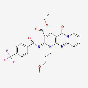 molecular formula C26H23F3N4O5 B2702216 (E)-ethyl 1-(3-methoxypropyl)-5-oxo-2-((4-(trifluoromethyl)benzoyl)imino)-2,5-dihydro-1H-dipyrido[1,2-a:2',3'-d]pyrimidine-3-carboxylate CAS No. 685860-09-7