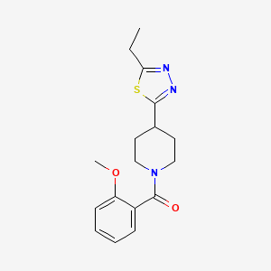 molecular formula C17H21N3O2S B2702219 (4-(5-Ethyl-1,3,4-thiadiazol-2-yl)piperidin-1-yl)(2-methoxyphenyl)methanone CAS No. 1170484-25-9
