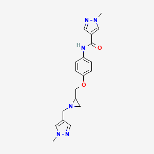 molecular formula C19H22N6O2 B2702229 1-Methyl-N-[4-[[1-[(1-methylpyrazol-4-yl)methyl]aziridin-2-yl]methoxy]phenyl]pyrazole-4-carboxamide CAS No. 2418674-03-8
