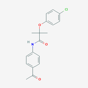 molecular formula C18H18ClNO3 B270223 N-(4-acetylphenyl)-2-(4-chlorophenoxy)-2-methylpropanamide 