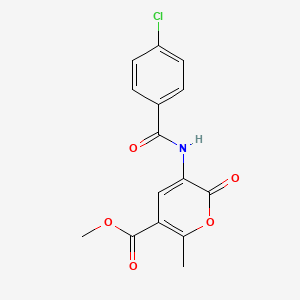 molecular formula C15H12ClNO5 B2702235 methyl 3-[(4-chlorobenzoyl)amino]-6-methyl-2-oxo-2H-pyran-5-carboxylate CAS No. 338404-91-4