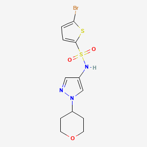 molecular formula C12H14BrN3O3S2 B2702243 5-bromo-N-(1-(tetrahydro-2H-pyran-4-yl)-1H-pyrazol-4-yl)thiophene-2-sulfonamide CAS No. 1797335-89-7