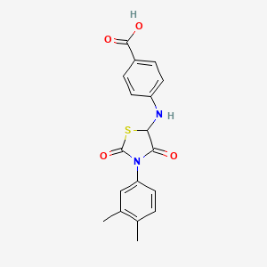 molecular formula C18H16N2O4S B2702249 4-{[3-(3,4-二甲基苯基)-2,4-二氧代-1,3-噻唑烷-5-基]氨基}苯甲酸 CAS No. 1008931-93-8