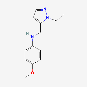 molecular formula C13H17N3O B2702250 N-[(2-乙基吡唑-3-基)甲基]-4-甲氧基苯胺 CAS No. 1006451-51-9