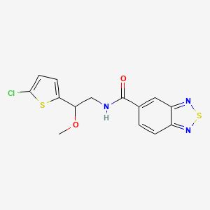 molecular formula C14H12ClN3O2S2 B2702259 N-(2-(5-chlorothiophen-2-yl)-2-methoxyethyl)benzo[c][1,2,5]thiadiazole-5-carboxamide CAS No. 2034597-38-9