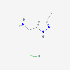molecular formula C4H7ClFN3 B2702263 (5-fluoro-1H-pyrazol-3-yl)methanamine hydrochloride CAS No. 2306260-91-1