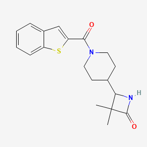 molecular formula C19H22N2O2S B2702270 4-[1-(1-Benzothiophene-2-carbonyl)piperidin-4-yl]-3,3-dimethylazetidin-2-one CAS No. 2249636-89-1