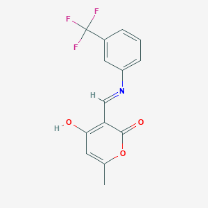 molecular formula C14H10F3NO3 B2702272 (Z)-6-methyl-3-(((3-(trifluoromethyl)phenyl)amino)methylene)-2H-pyran-2,4(3H)-dione CAS No. 461673-19-8
