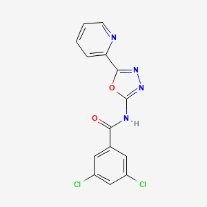 molecular formula C14H8Cl2N4O2 B2702275 3,5-dichloro-N-(5-(pyridin-2-yl)-1,3,4-oxadiazol-2-yl)benzamide CAS No. 887892-61-7