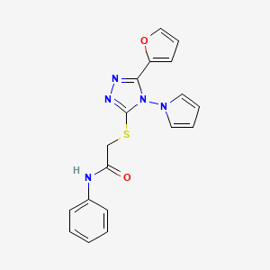 2-{[5-(furan-2-yl)-4-(1H-pyrrol-1-yl)-4H-1,2,4-triazol-3-yl]sulfanyl}-N-phenylacetamide