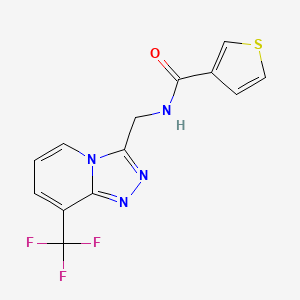 molecular formula C13H9F3N4OS B2702282 N-((8-(trifluoromethyl)-[1,2,4]triazolo[4,3-a]pyridin-3-yl)methyl)thiophene-3-carboxamide CAS No. 2034286-75-2