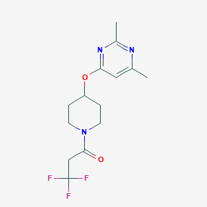 molecular formula C14H18F3N3O2 B2702283 1-(4-((2,6-Dimethylpyrimidin-4-yl)oxy)piperidin-1-yl)-3,3,3-trifluoropropan-1-one CAS No. 2034580-10-2