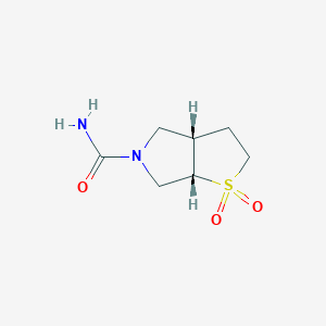 molecular formula C7H12N2O3S B2702292 (3As,6aS)-1,1-dioxo-2,3,3a,4,6,6a-hexahydrothieno[2,3-c]pyrrole-5-carboxamide CAS No. 1867613-08-8