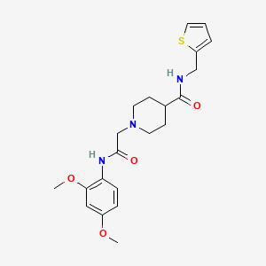 molecular formula C21H27N3O4S B2702297 1-(2-((2,4-dimethoxyphenyl)amino)-2-oxoethyl)-N-(thiophen-2-ylmethyl)piperidine-4-carboxamide CAS No. 941928-95-6